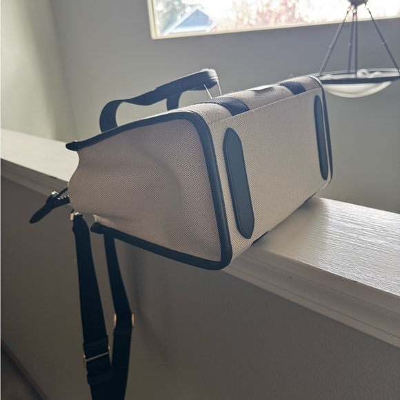 kate spade Cream Canvas Tote with Black Logo Straps - Picture 4 of 6